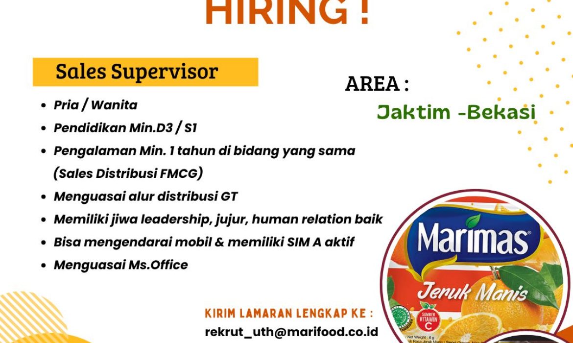 SALES SUPERVISOR ( Jaktim dan Bekasi )